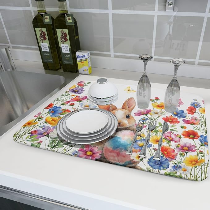 Spring Easter Rabbit Egg Dish Drying Mat - Image 6