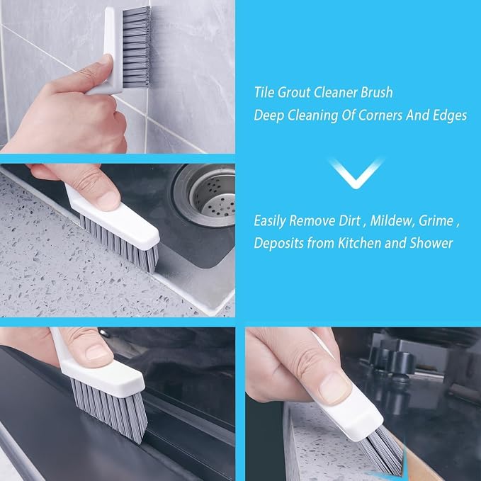 Grout Cleaner Brush V Shape, Stiff Grout Cleaning Brushes - Image 2