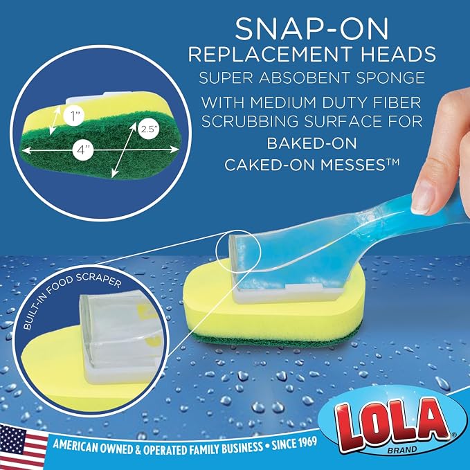 LOLA Dish Brush w/Soap Dispenser Wand, 1 Brush w/Head & 6 Refills, Absorbent - Image 5