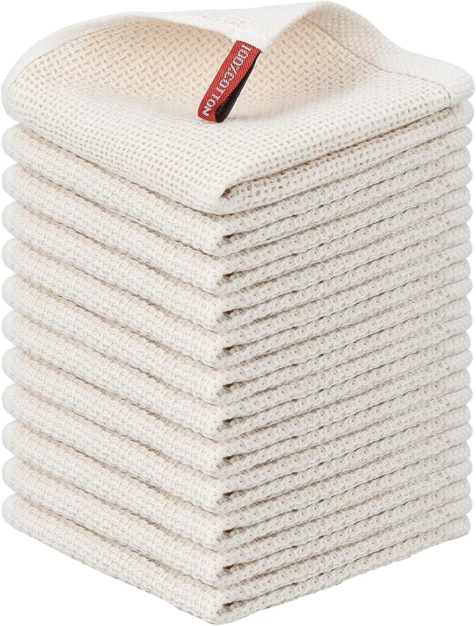 Niallant 12 Pack Cotton Kitchen Towels, Soft & Absorbent Dish Rags, 12x12 Inch by Nialnant