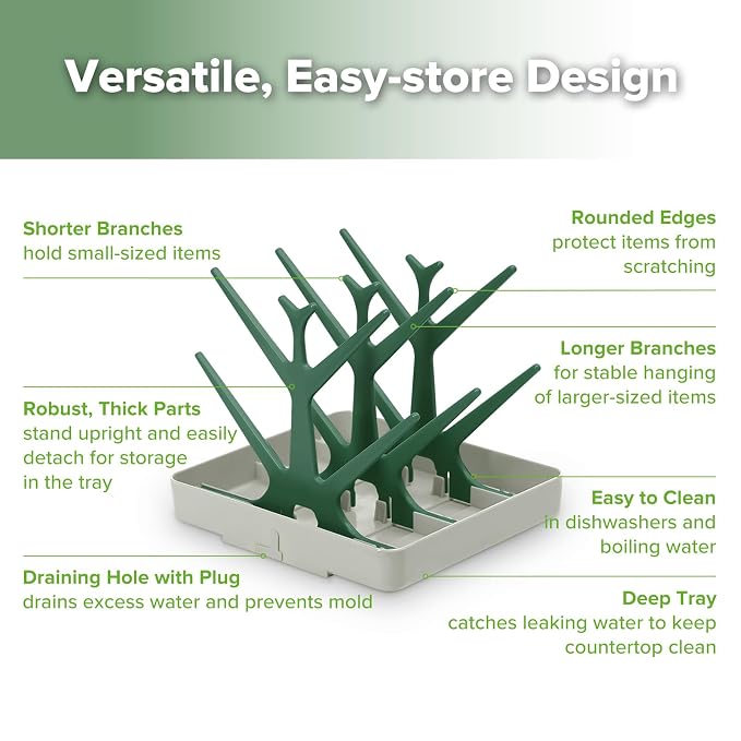 haakaa Baby Bottle Drying Rack, Space Saving Bottle Drying Tree - Image 4