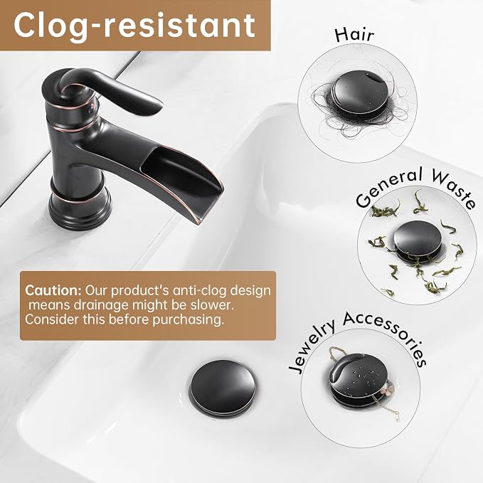 Fransiton Bathroom Sink Drain Stopper, Big-Cap Pop-up Drain Fits 1.1" -1.77" - Image 6