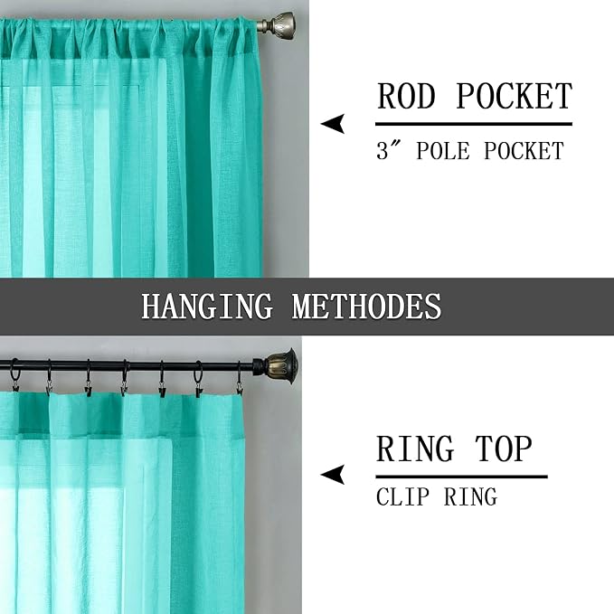 Tollpiz Sheer Curtains Linen Textured Living Room Curtain Sheers Light - Image 5