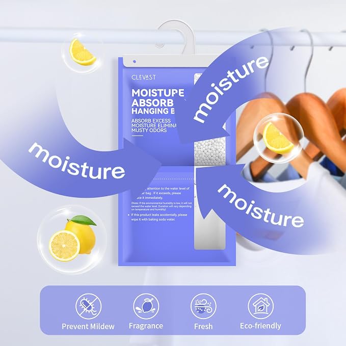 CLEVAST Moisture Absorbers Packets, 15.2 OZ, 6 Pack, Lemon Fragrance Big - Image 3