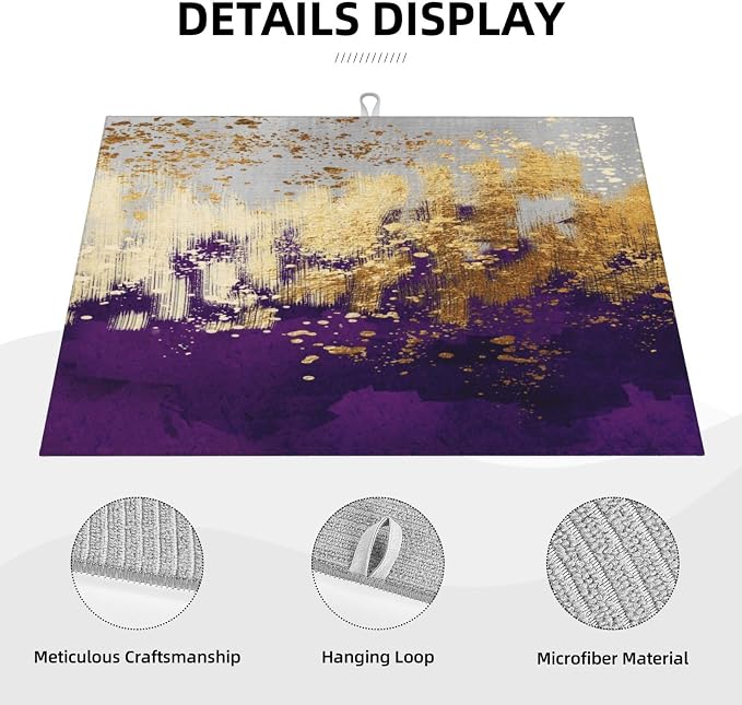 Purple Gold Abstract Art Dish Drying Mat - Image 5