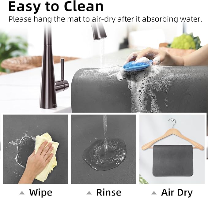 LOPNUR Kitchen Dish Drying Mat, Super Absorbent Dish Drying Pad, Diatomite - Image 9