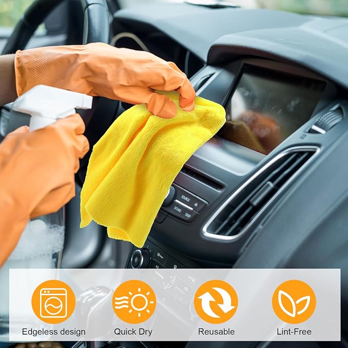 Tallew 16 Pcs Car Microfiber Towels Buffing Drying Wash Cleaning Cloths Plush - Image 2