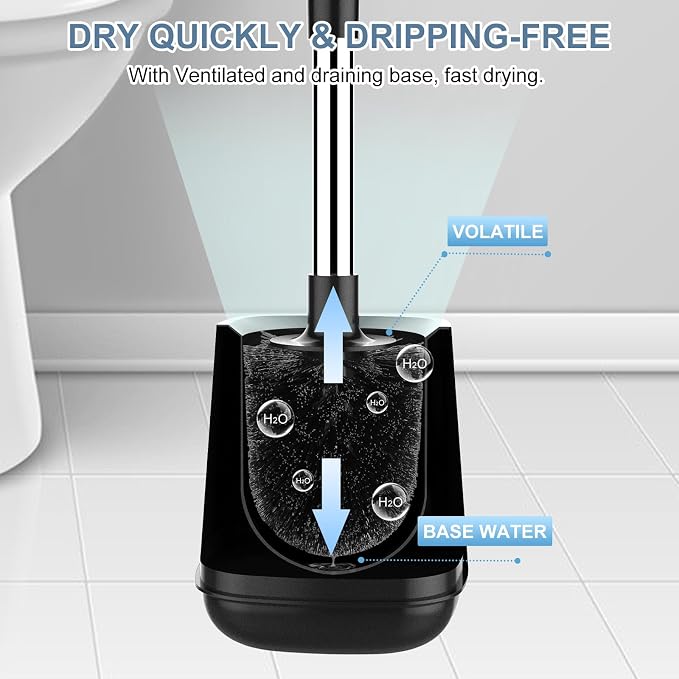 SetSail Toilet Brush and Holder 4 Pack, Self Closing Lid Toilet Bowl Brushes - Image 5