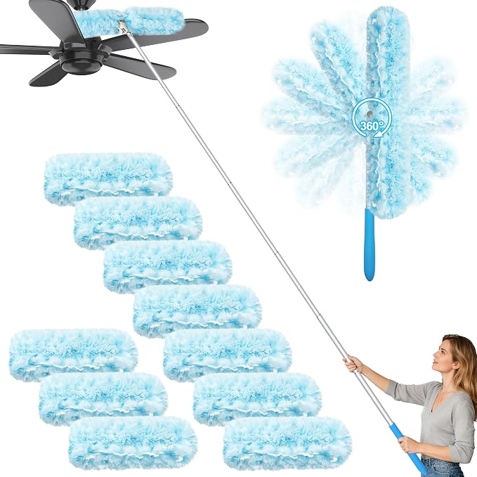 JEHONN Duster with 6 ft Extension Pole, 10 Refills Compatible with Swiffer by JEHONN