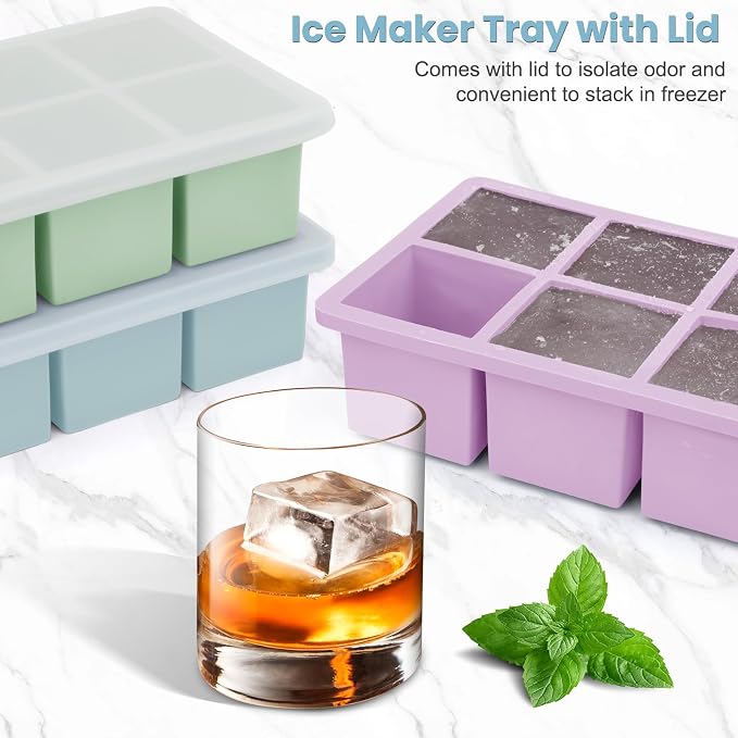 Large Silicone Ice Cube Tray 3Pack, SAWNZC Big Square Ice Cube Molds - Image 4