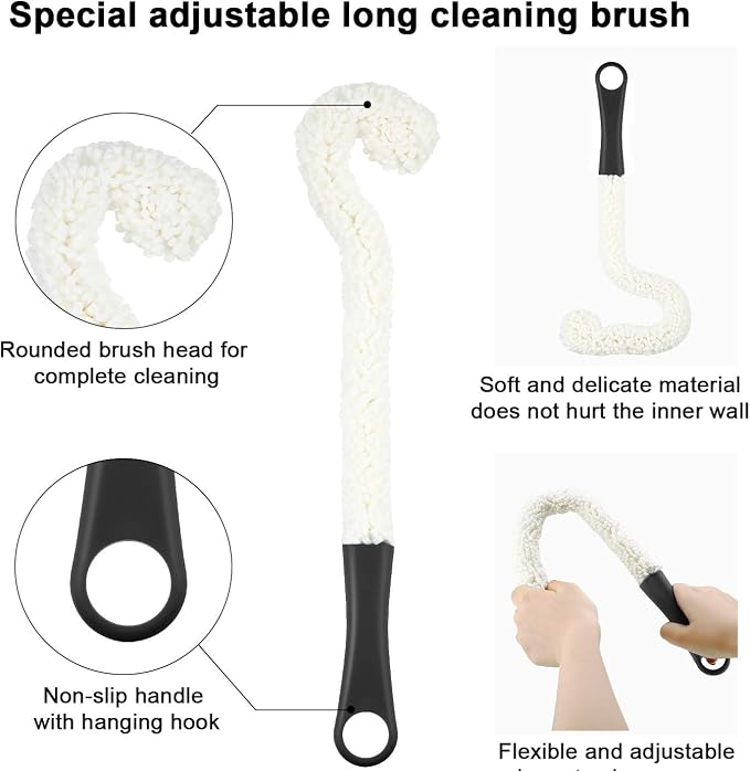 Boao 3 Pcs Decanter Cleaning Brush Wine Glass Decanter Flexible Bottle Brush Set - Image 4