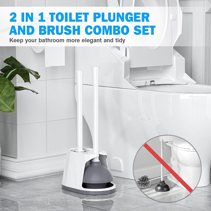 Toilet Plunger and Brush Set, Bowl Brush and Heavy Duty Toilet Plunger - Image 7