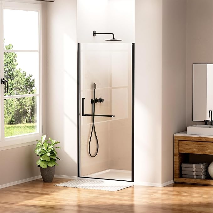 WinZo 33-34" W ×72" H Frameless Pivot Shower Door, Pivot Swing Shower Glass by winzo