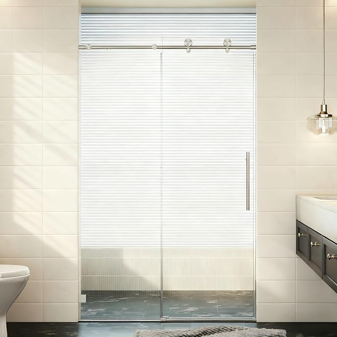 46-48" W x 76" H Frameless Sliding Shower Door, Bathroom Soft-Close Shower by Unknown