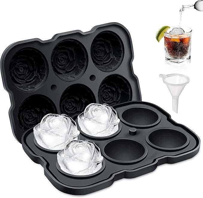 Rose Ice Cube Tray, ZACHDEE 2" Flower Silicone Ice Cube Tray by ZACHDEE
