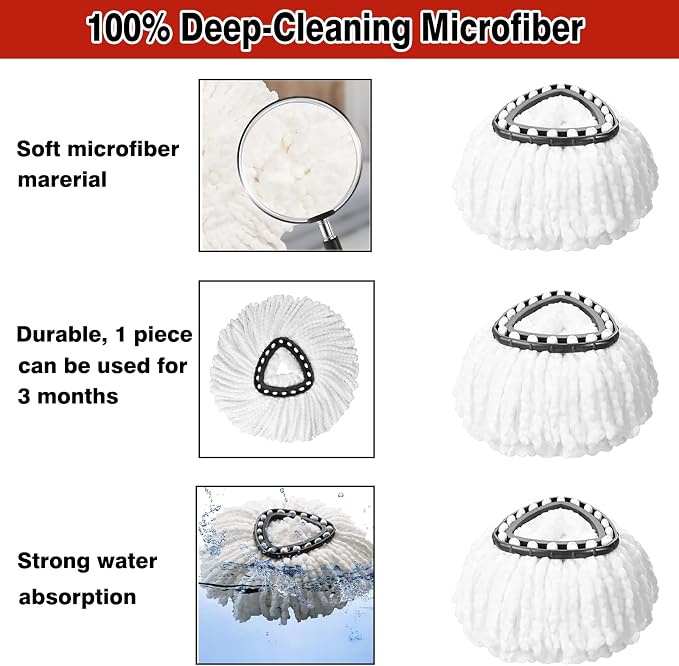 8 Pack Spin Mop Replacement Heads, 100% Microfiber Mop Head Replacement - Image 4