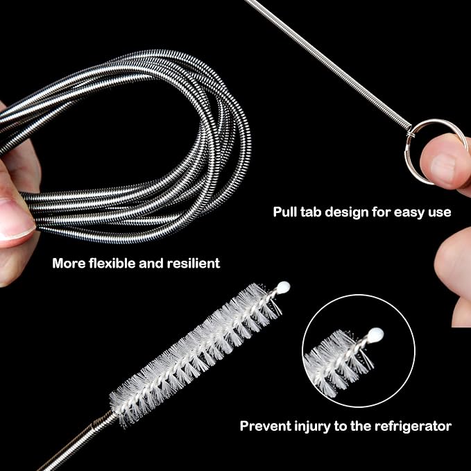 Ultra Long Stainless Steel Cleaning Brush Set, Refrigerator Drain Hole Blockage - Image 2