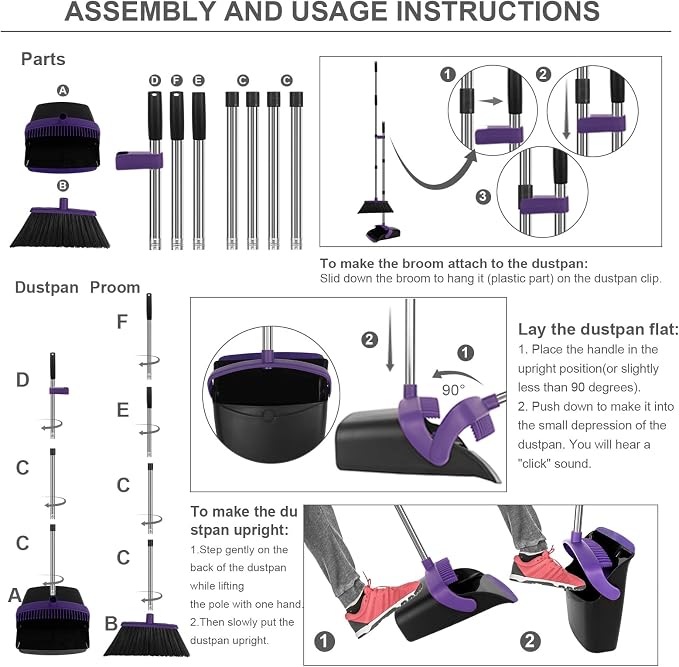 Broom and Dustpan Set, Large Household Dustpans and Broom - Image 6
