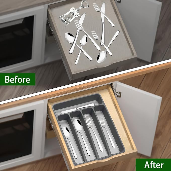 Silverware Organizer 2 Pieces Utenisl Organizer Holder Kitchen Drawer Organizer - Image 4