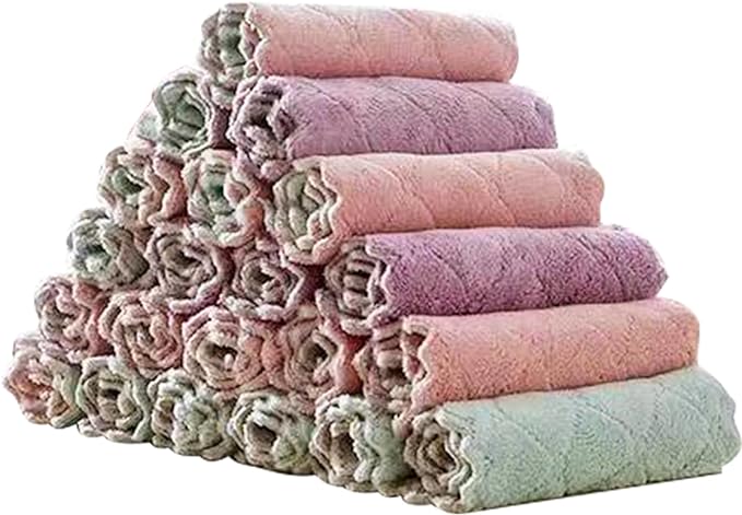 20 Pack Kitchen Cloth, Microfiber Dish Towels Washcloths, Super Absorbent Coral by SAOYOAS