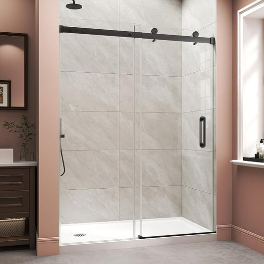 Frameless Shower Door, Single Sliding Glass Shower Door by LMLMD
