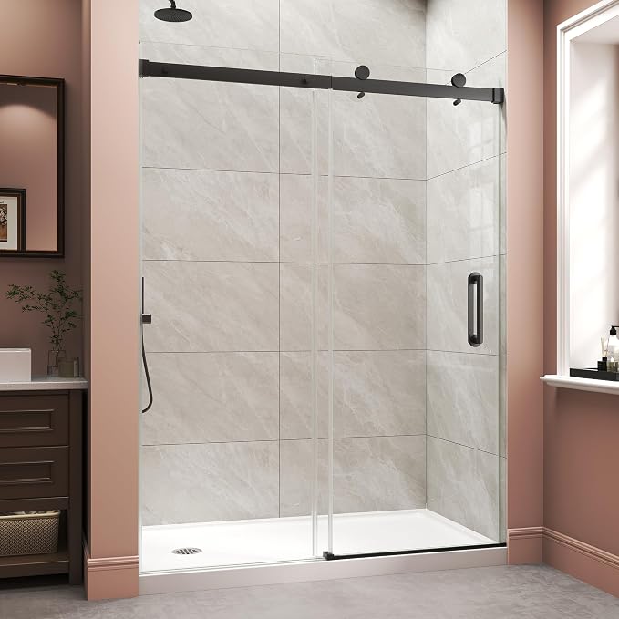 Frameless Shower Door, Single Sliding Glass Shower Door by LMLMD