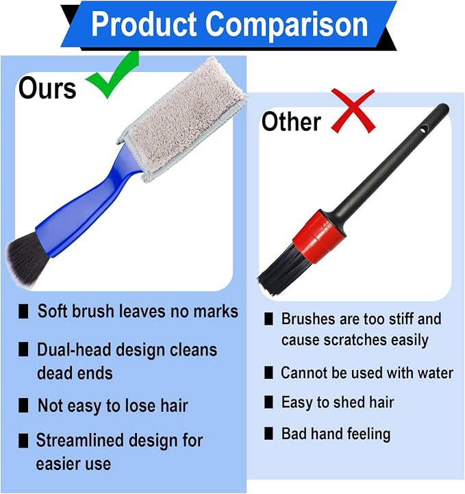 Double Head Brush for Car Clean, 2 in 1 Car Detailing Brush, Double Ended - Image 3