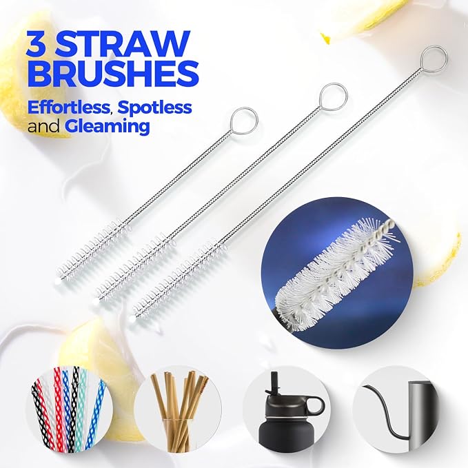 Holikme Bottle Brush Cleaner Set, 3 Straw Cleaner Brush, Bottle Cleaning Brush - Image 4
