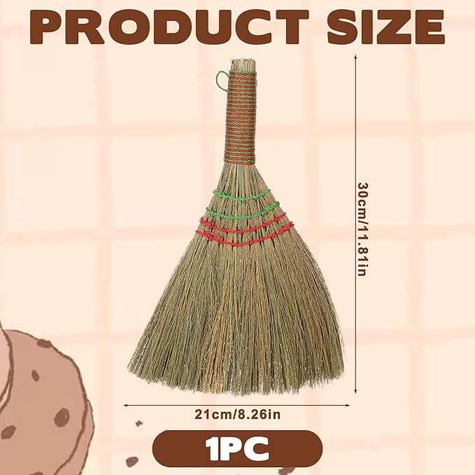 12 Inch Whisk Broom Hand Held, Corn Broom Straw Hand Brooms Handmade Short - Image 2