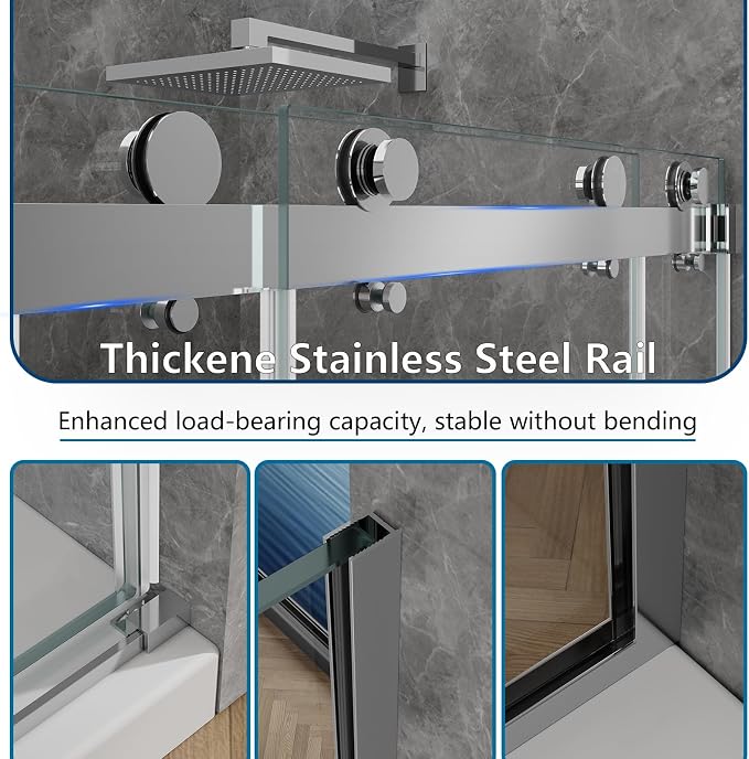 60x76 in Frameless Double Sliding Shower Door - Image 8
