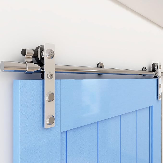 CCJH 14Feet Sliding Barn Door Hardware Kit Stainless Steel Heavy Duty Sliding - Image 5
