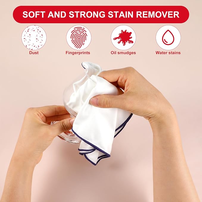 5 Pcs Wine Glass Polishing Cloths Large Microfiber Cleaning Cloths 20 x 14 Inch - Image 3