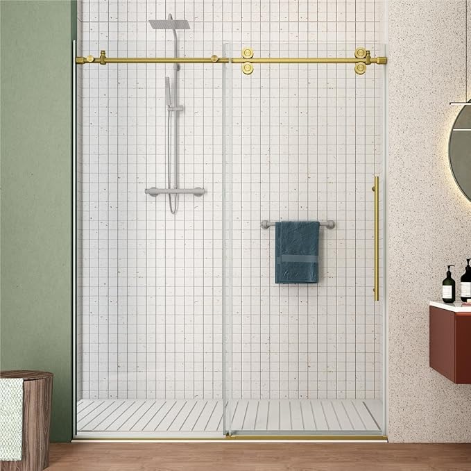 Sunrosa Frameless Shower Door, 51-55" W x 76" H Sliding Shower Door by ElevateYourEverydayShower
