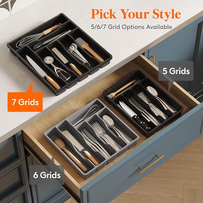 Lifewit Silverware Drawer Organizer Tray, Plastic Cutlery Storage - Image 6