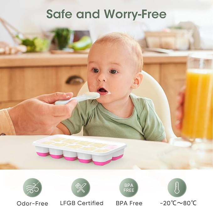 DOQAUS Ice Cube Tray with Lid and Bin, 4 Pack Silicone Plastic Ice Cubes Trays - Image 2