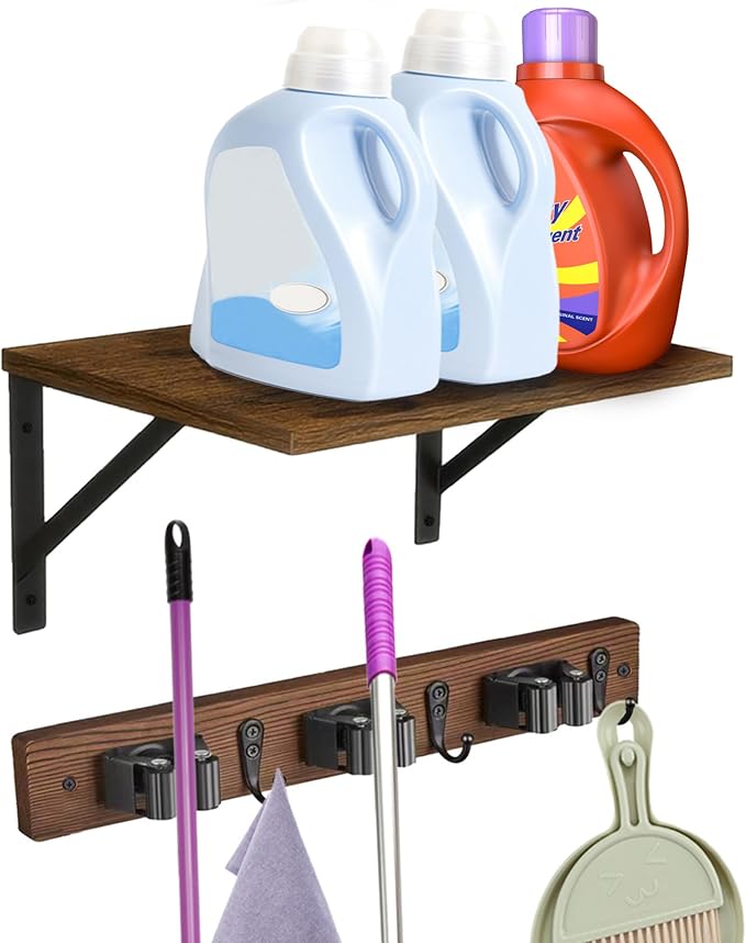 Broom and Mop Organizer Wall Hanging by Unknown