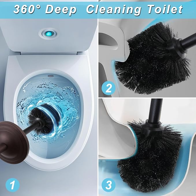 Bronze Toilet Brush and Holder Set, 304 Stainless Steel Toilet Bowl Brush and - Image 2
