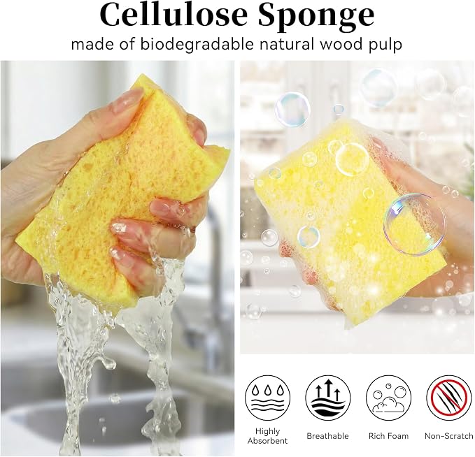 6 Pcs Kitchen Sponges for Dishes Cleaning, Non Scratch for Non Stick Cookware - Image 3