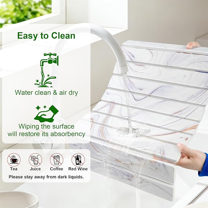 Large Stone Drying Mat for Kitchen Counter, Collapsible Stone Dish Drying Mats - Image 5
