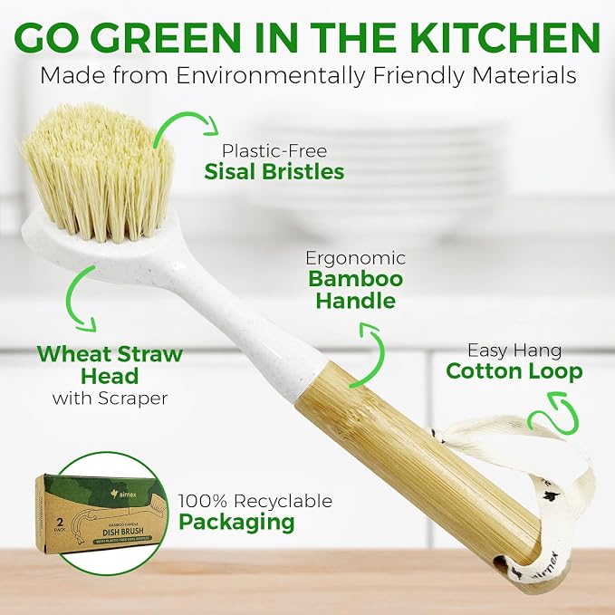 Bamboo Dish Brush Set of 2 - Image 2