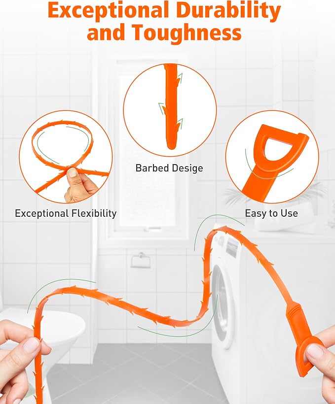 Drain Clog Remover, 25-Inch Drain Hair Removal Tool, Drain Hair Remover - Image 2