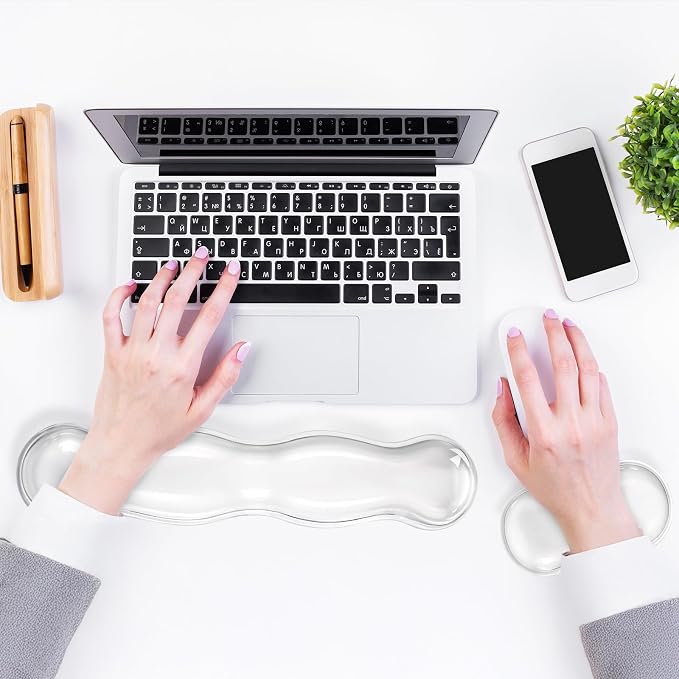 Gel Wrist Rest for Keyboard Clear Anti-Slip Mouse Pad Cute Ergonomic White - Image 4