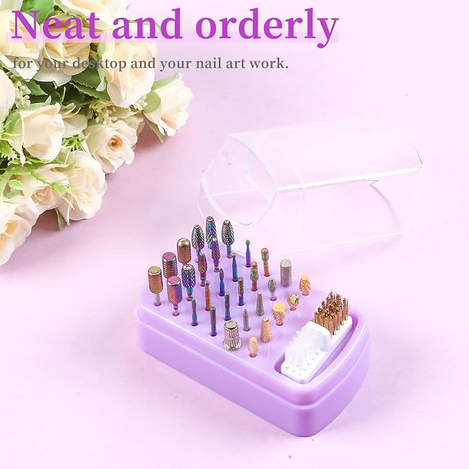2 in 1 Nail Drill Bits Holder & Nail Drill Bits Cleaning Brush Case 30 Holes - Image 5