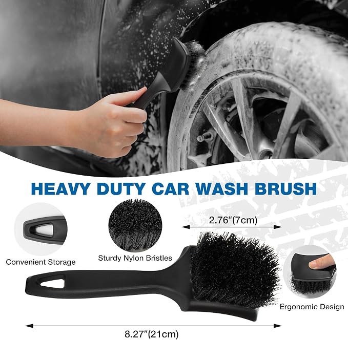 SHALL 8Pcs Wheel Brush Kit for Cleaning Wheel and Tire, Wheel and Rim Brush - Image 3