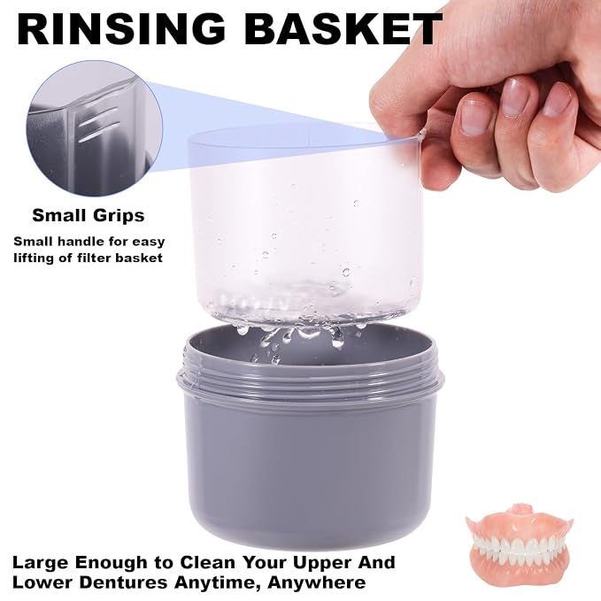 Denture Case, Leak Proof Denture Bath Cup - Image 5