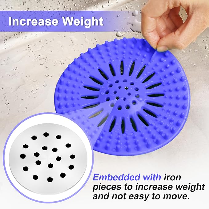 Drain Hair Catcher Durable Silicone Hair Stopper Shower Drain Covers - Image 2