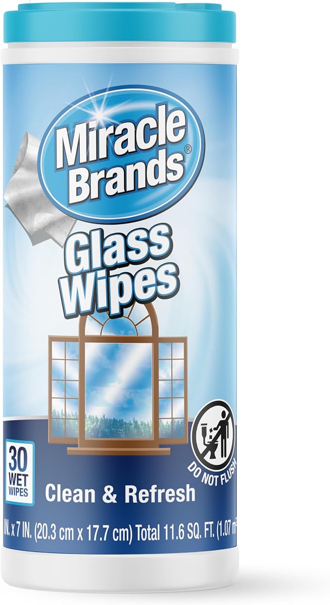 MiracleWipes for Glass, Disposable and Streak Free Cleaning Wipes for Mirrors by MiracleWipes