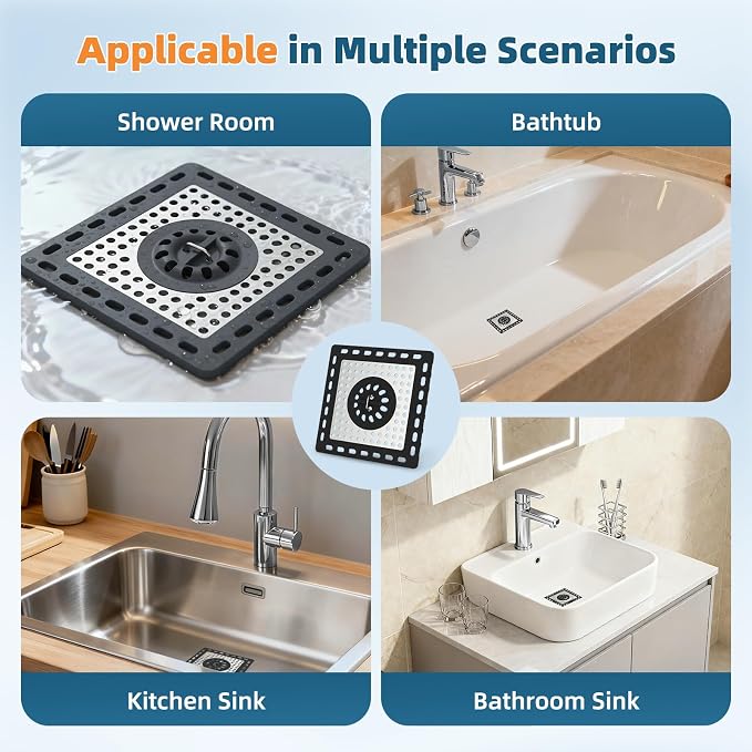 Hibbent 2 Pack Upgraded Shower Drain Hair Catcher, Shower Drain Cover - Image 6