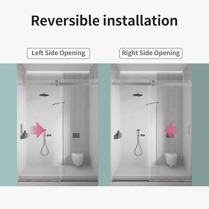 56-60" W x 76" H Frameless Soft-Close Sliding Shower Door, 3/8" SGCC Tempered - Image 2