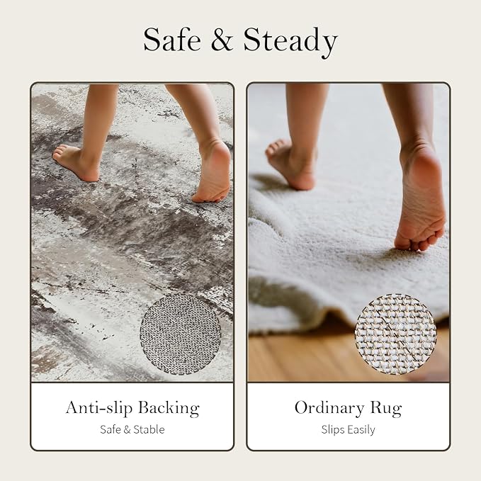 3x5 Indoor Entryway Rug, Modern Abstract Washable Rug, Boho Non Slip Throw - Image 8